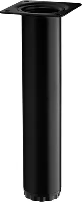 A single black furniture leg with a mounting plate at the top.