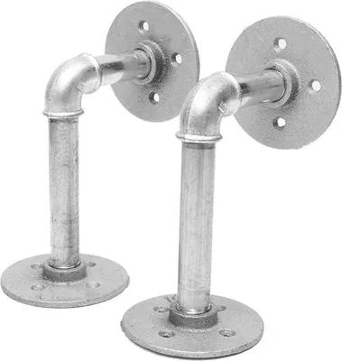Image de 2pcs Tube de fer Supports d'étagère Argenté Industriel Acier Support Home Décor DIY