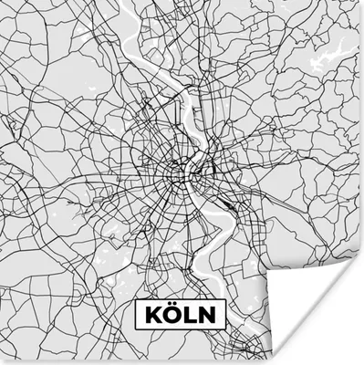 Produktbild von MuchoWow® Poster Karte - Köln - Deutschland - Karte - Stadtplan 100x100 cm - Babyzimmer
