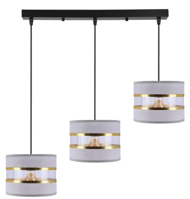 Immagine prodotto di Lampada moderna a sospensione sopra il tavolo da pranzo PANDY - 3xE27, 40W, nero / oro / grigio