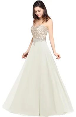 Produktbild von MisShow - Elegantes langes Abendkleid mit durchbrochenem Blumen-Applikations-Des