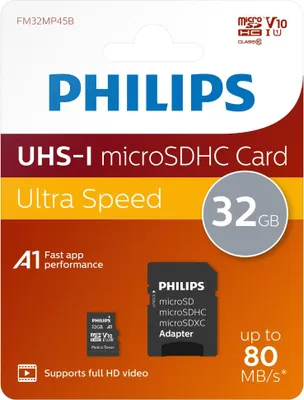 Produktbild von Philips Micro-SDHC-Card 32GB  Class 10, UHS-I U1, incl. Adapter