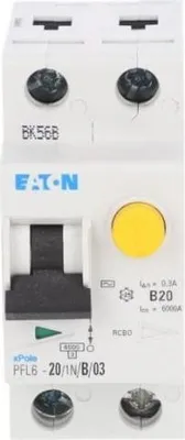 Produktbild von Differenzialschutzschalter 1P+N 20A 0,3A Typ AC PFL6-20/1N/B/03 286452