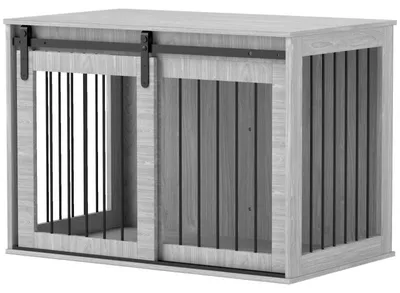 Obrázek produktu pro Klec pro psy s ventilací a posuvnými dveřmi | Barva: Šedá | Rozměry: 58 x 98 x 61 cm