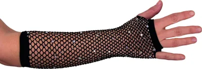 Produktbild von Netz-Handschuhe schwarz fingerlos mit Strass