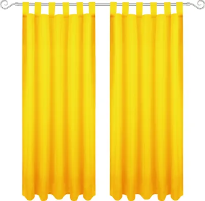 Obrázek produktu pro Záclona se smyčkami 140x245 cm ( šířka x délka ) ve žluté barvě, neprůhledná záclona, záclona se smyčkami v mnoha variantách