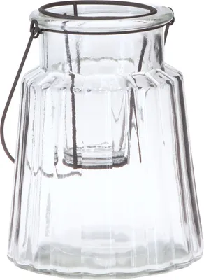 Produktbild von Glaswindlicht mit Henkel - Kerzenhalter Deko Ø14cm H18cm