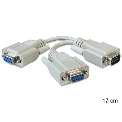 Produktbild von DELOCK Seriell Kabel D-Sub9 -> 2x D-Sub9 St/Bu/Bu 0.17m