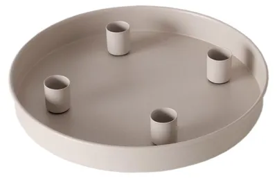 Produktbild von Kerzentablett rund 25 cm beige Metall für Stabkerzen mit 4 Haltern Deko Advent