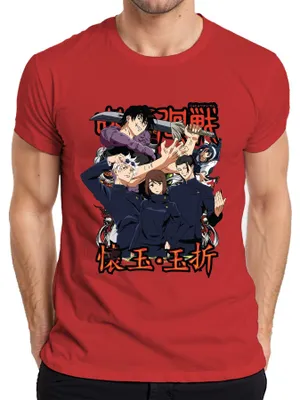 Produktbild von Jujutsu Kaisen Anime Manga Fluchmagie Sukuna Gojo Yuji Geschenk Herren T-Shirt, Rot, L