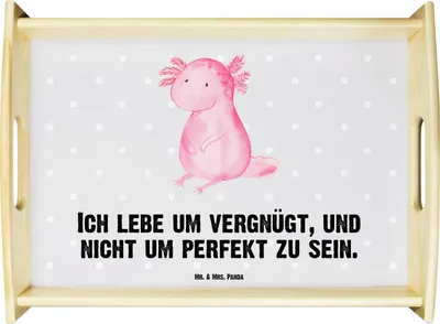 Produktbild von Mr. & Mrs. Panda Tablett Axolotl Niedlich - Grau Pastell - Geschenk, Dekotablett, Axolot, Liebe, für bett, Serviertablett, Fröhlich, Deko, Lebensweisheit, Freundin