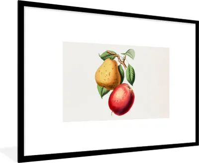 Produktbild von MuchoWow® Gerahmtes Poster Birne - Apfel - Obst 90x60 cm - Poster mit Schwarzem Bilderrahmen Wandposter Rahmen Foto Bilder - Wanddekoration - Fotos
