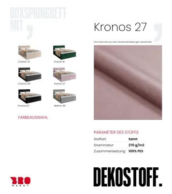 Produktbild von BroMARKT Boxspringbett DENVER mit 2 Bettkasten, Bonell-Matratze, Polsterbett, Bett (Altrosa, Kronos 27, 160 x 200 cm)