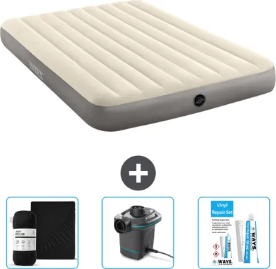Produktbild von Intex Luftbett – 2 Personen – 152 x 203 x 25 cm – Beige – im Lieferumfang enthalten Spannbettuch - Pumpe en Reperaturset