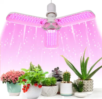 Produktbild von LED Pflanzenlampe E27 30W Pflanzenlicht Vollspektrum 180LED Fächerform Rosa Grow Light faltbaren Pflanzenlampen für Zimmerpflanzen, Gewächshaus und Hydroponikanbau