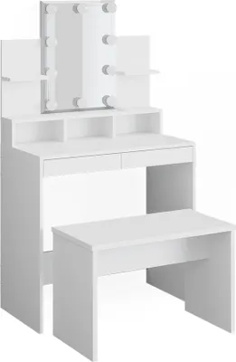 Produktbild von Schminktisch Vicco Ania Weiß 80 cm mit LED Beleuchtung und Bank, Model 36386