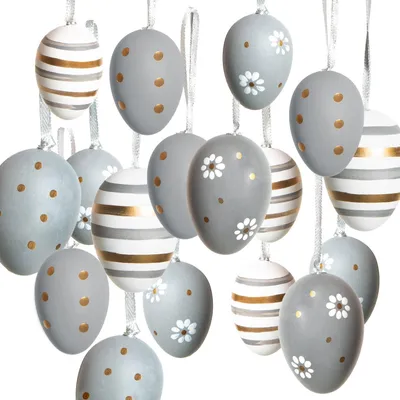 Produktbild von großes Osterdeko Set - 18 Ostereier Anhänger 4 + 6 cm
