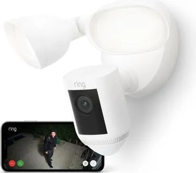 Produktbild von RING Spotlight Cam Pro, Kabelgebunden, 1080p HD, Farb Nachtsicht, Weiß, EU Version