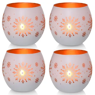 Kerzenhalter-Set 4er-Pack, weiß, Glas, 6,2×6,2×7,2 cm