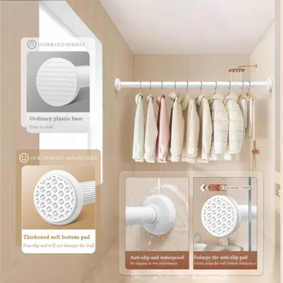 Imagen del producto de Barra ajustable para cortina de ducha, acero inoxidable, de 99 a 167,6 cm, sin necesidad de taladrar, para baño