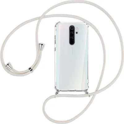Produktbild von Handykette Backcover-Schutzhülle mit Band (Metall silberfarben) für Xiaomi Redmi Note 8 Pro - broken white