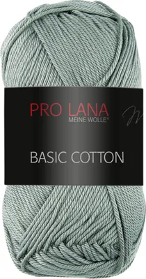Produktbild von Pro Lana BASIC Baumwolle Baumwollgarn 50 g ideal für Kleidung, Spielzeug, Accessoires 125 m Farbe 073 - graugrün