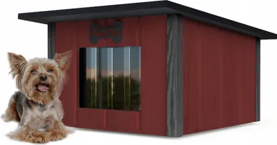 Produktbild von Hundehütte Outdoor 57cm Hundehaus Hundehöhle Hund Wetterfest Winterhaus; mahagoni, schwarz