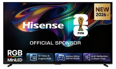 Produktbild von Hisense 100 '' UR8S | RGB MiniLED Smart TV 4K 180 Hz, 2,54 m (100"), 3840 x 2160 Pixel, RGB-Mini LED, Smart-TV, WLAN, Schwarz
