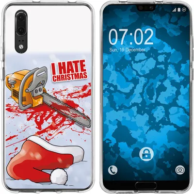 Produktbild von PhoneNatic Case kompatibel mit Huawei P20 Silikon-Hülle X Mas Weihnachten Hate X-Mas M8