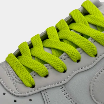 Zdjęcie produktu dla Płaskie sznurowadła zielone applegreen do Nike Air Force 1, Jordan & Adidas - Sznurowadła Sneaker Flatlaces -120cm