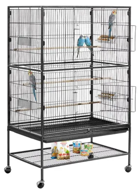 Immagine prodotto di Gabbia per uccelli VEVOR, 800x520x1320 mm, voliera per uccelli in ferro battuto con posatoi, ciotola e ciotole in plastica, rotelle, casetta per pappagalli, cince blu, cacatua e canarini