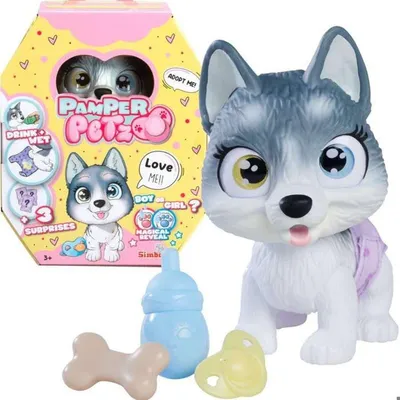 Productafbeelding van Smoby - Pamper Petz - Husky to adopt - 4 accessories - Articulated - Wood and pee - Adoption certificate - From 3 years old