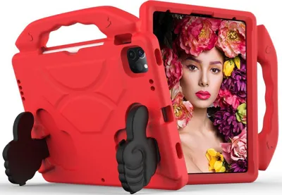 Produktbild von Mobigear Thumbs Up iPad Air 5 (2022) Tablet Hülle für Kinder mit Tragegriff - Rot