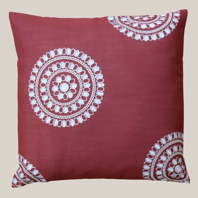 Produktbild von Kissenhülle mit Stickerei Kreise Sofakissen modern Dekokissen  40 x 40 cm Kissenhülle rot