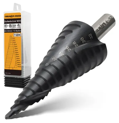 Obrázek produktu pro HSS vrták stupňovitý, průměr 4-32 mm, ocel M35, stupňovitý vrták