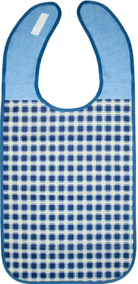 A bib with a checkered pattern.