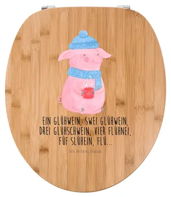 Produktbild von Mr. & Mrs. Panda Toilettendeckel Schweinchen Glühwein - Transparent - Geschenk, Weihnachtsmarkt, Nikolaus, Toilettenbrille, WC-Sitz, WC Brille, Spruch, Betrunken