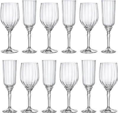 Produktbild von 12pc Klar Florian Stielglas-Set - Großes Glas Rot Weiß Rosé Langer Stiel Cocktailparty Trinkbecher Geschenkset - von Bormioli Rocco