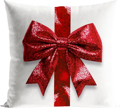 Produktbild von MARKIZETA | Kissenbezug - 40 x 40 cm - mit Schleifenmotiv - weiß rot - Weihnachtskissen - quadratisch