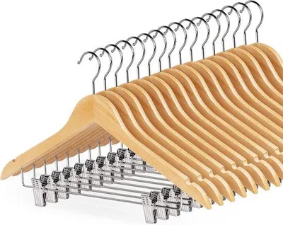 Produktbild von Famanu Holzkleiderbügel mit Clips - 16 Stück