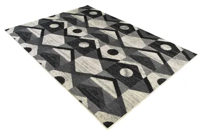 Produktbild von Teppich Wohnzimmer Schlafzimmer Kurzflor Modern Design Schwarz Grau Meliert 250 x 300 cm