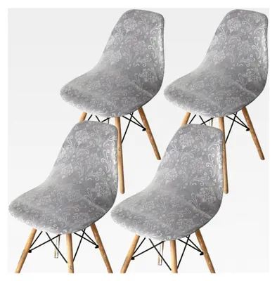 Produktbild von Stuhlhussen 4er Set – Stuhlbezug Grau – Hussen für skandinavische Stühle – Stretch-Stuhlbezüge – Universell für Esszimmer, Hotel, Bankett, Restaurant und Zuhause