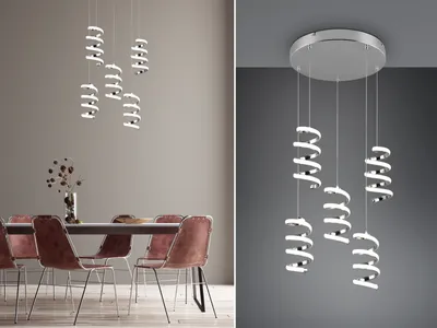 Immagine prodotto di Lampada a sospensione LED LAOLA, tonalità argento, 8 W, bianco neutro, 1250 lm, metallo, dimensioni: 150 x 45 x 45 cm, IP20, RL