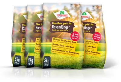 Produktbild von 4x5 kg VERDURMAX® Rasendünger mit Eisen - Ohne Moos geht´s los
