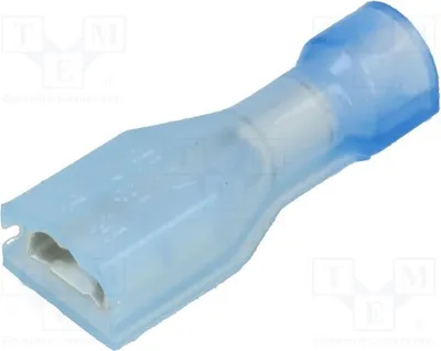 Image de Connecteur plat : 0,5 mm d'épaisseur, section de 1,31 à 2,08 mm², connecteur femelle de 4,8 mm, isolé, référence 3-520410-2. Isolés