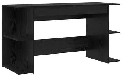 Image de vidaXL Bureau avec étagère noir aspect chêne 140 x 50 x 75 cm