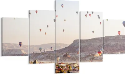 Produktbild von Bild auf Leinwand - Leinwandbild - Berge Ballon Flug - 125x70cm - Wand Bild - Wanddeko - Wandbilder - Leinwanddruck - Bilder - Kunstdruck - Wanddekoration - Leinwand bilder - Wandkunst - EA125x70-3997