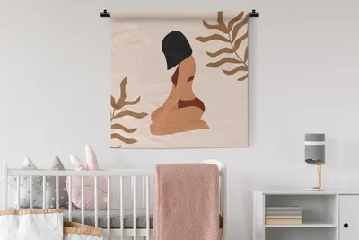 Produktbild von MuchoWow® Wandteppich Wandbehang Sommer - Bikini - Blätter 90x90 cm Tapisserie Dekoration Wandtuch - Wandaufhänger