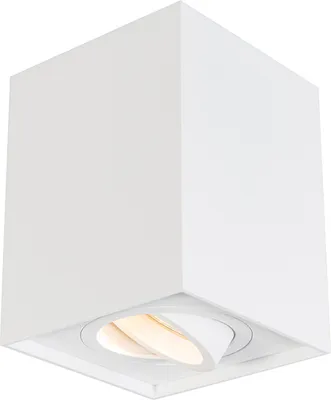 Produktbild von QAZQA - Modern Moderner AufbauWand Spot I Spotlight I Deckenspot I Deckenstrahler I Strahler I Lampe I Leuchte weiß verstellbar - Quadro 1 Up I Wohnzimmer I Schlafzimmer - Aluminium Würfel I Quadratis