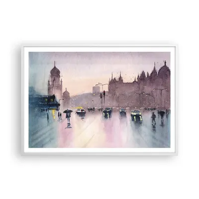 Produktbild von Gerahmtes Poster - Weißer Rahmen - Aquarell Stadt historische Denkmäler - 100x70 cm - Wand Bild - Wanddeko - Wandbilder - Kunstposter - Wandposter - Bilderrahmen - Bilder - P2WAA100x70-4579